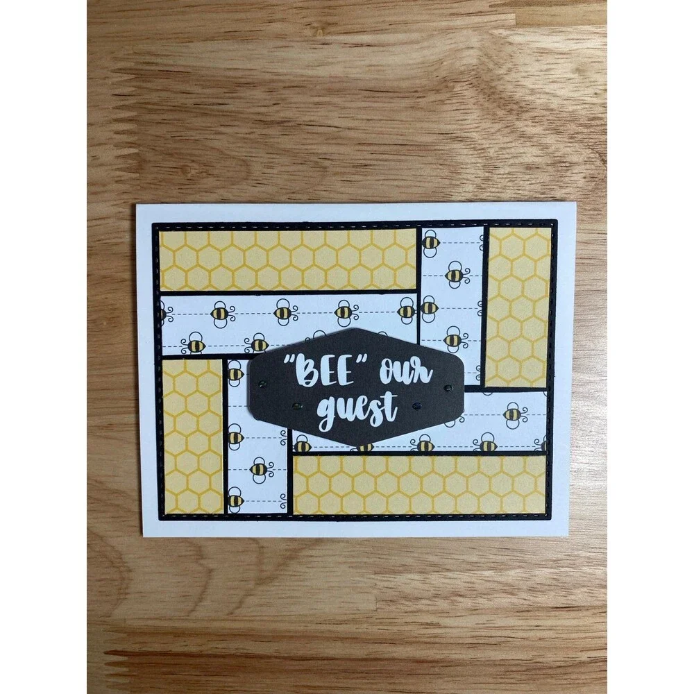 Bee & Flowers Greeting Card – Handmade A2 Card – All Occasion Blank Card
